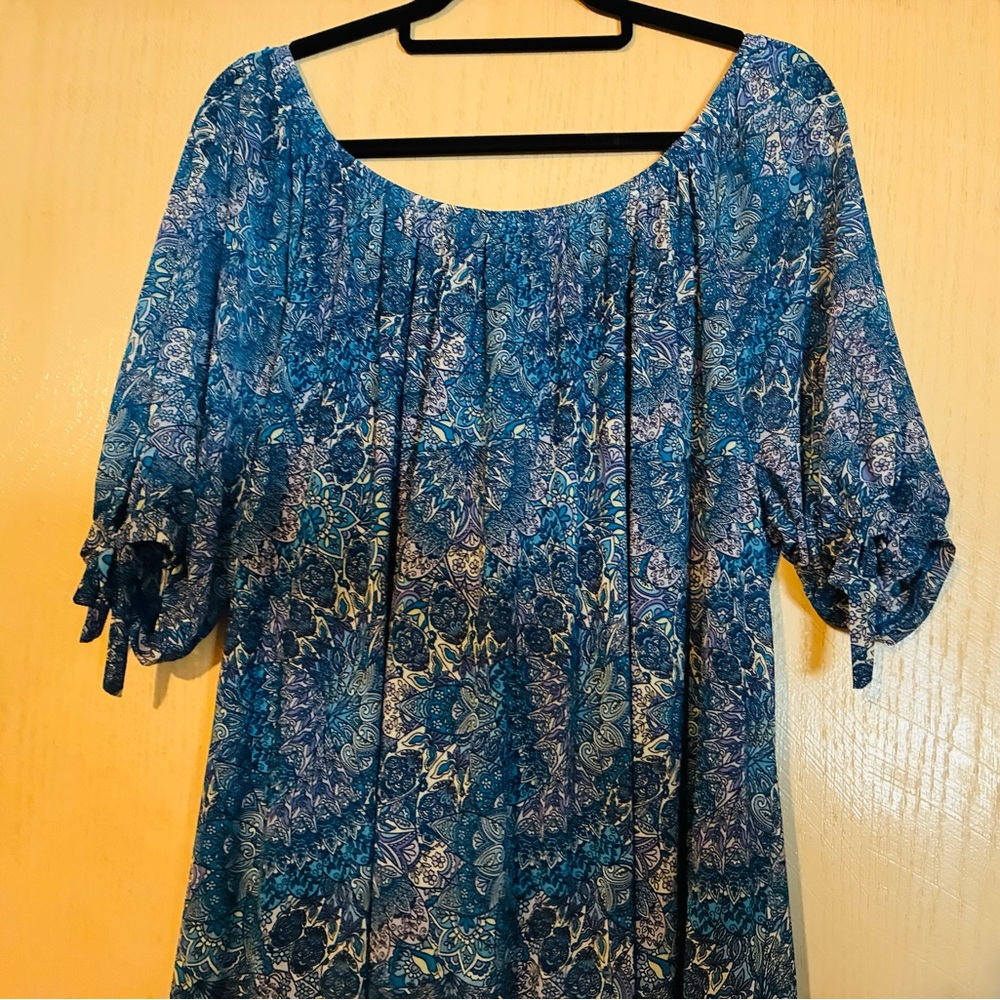 Blue Paisley Plus size Midi Dress